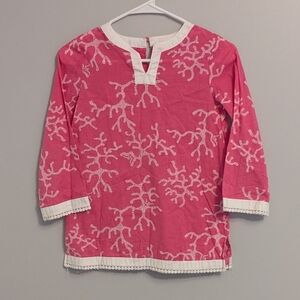 Lilly Pulitzer Daiquiri Pink Coral Me Crazy Girls Tunic Top Cover-Up Size 12